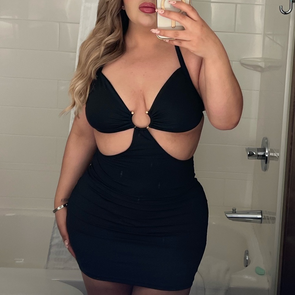 Elegant Black Cut-Out Mini Dress